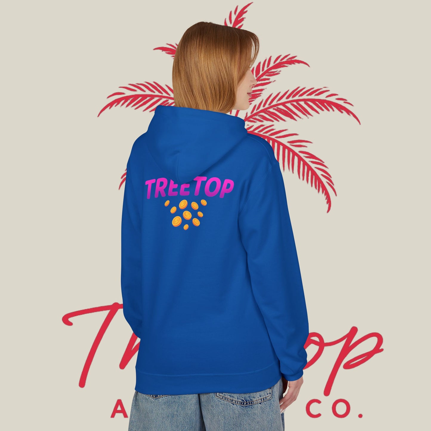 Fleece Hoodie TreeTop Fit Pink Logo Sweatshirt
