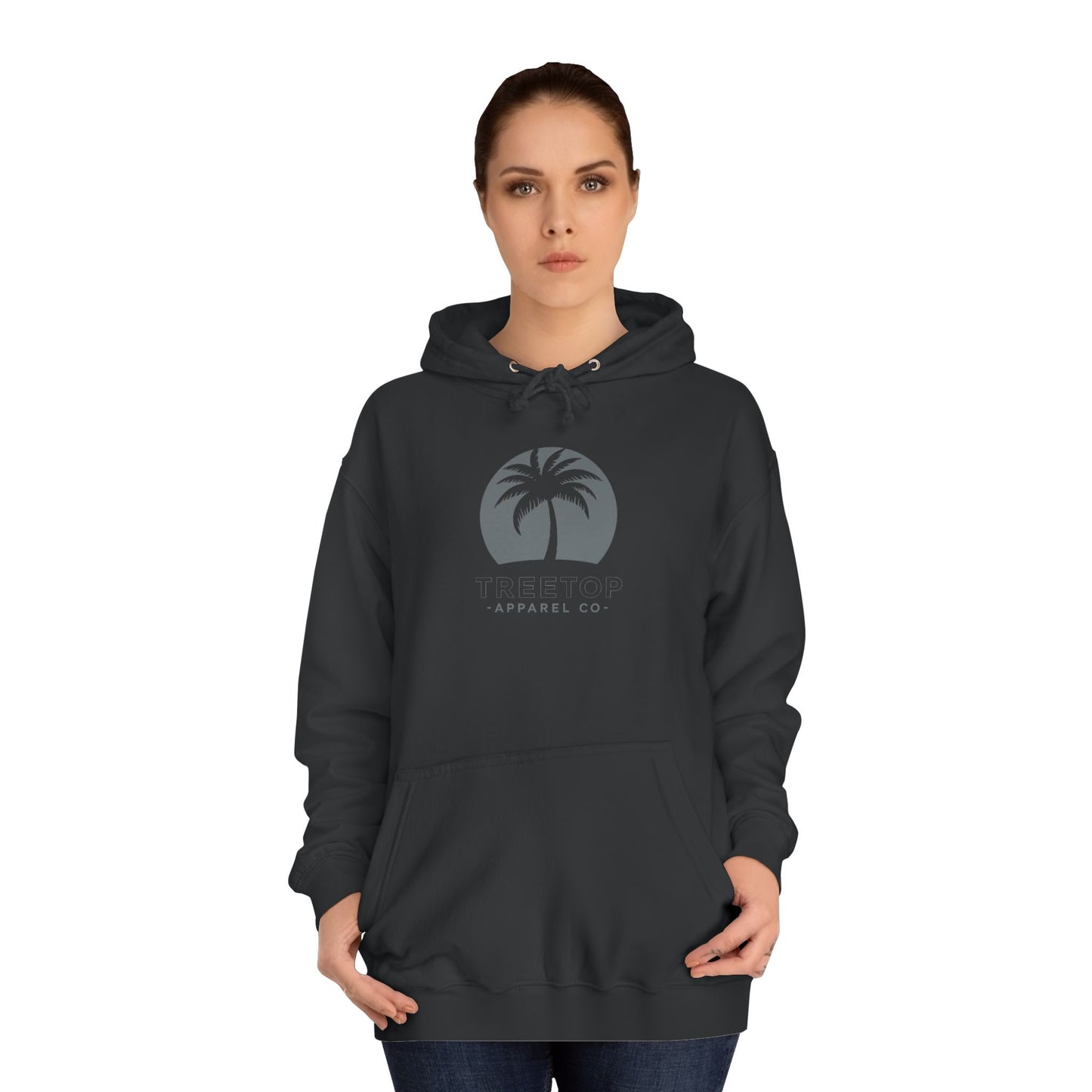 Chic Unisex College Hoodie with Palm Tree & "On Mamas" Design