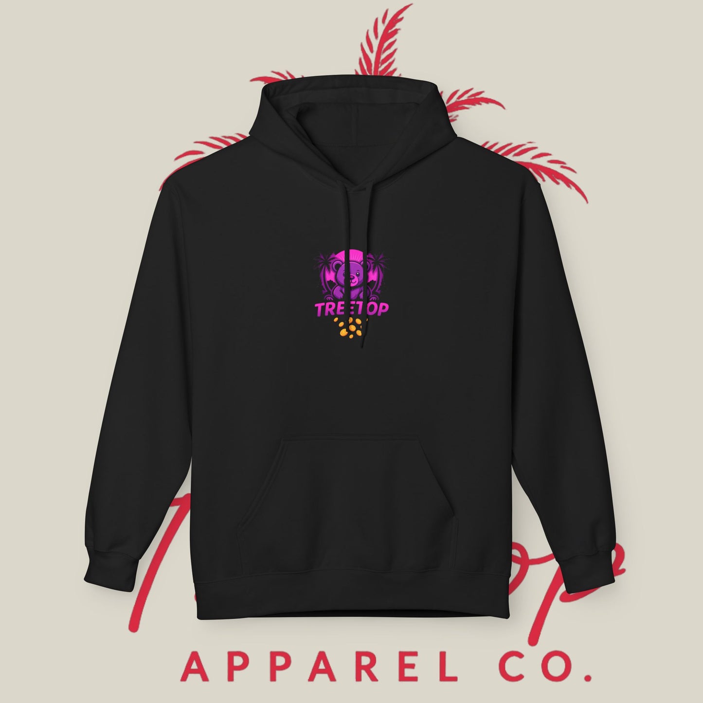 Fleece Hoodie TreeTop Fit Pink Logo Sweatshirt