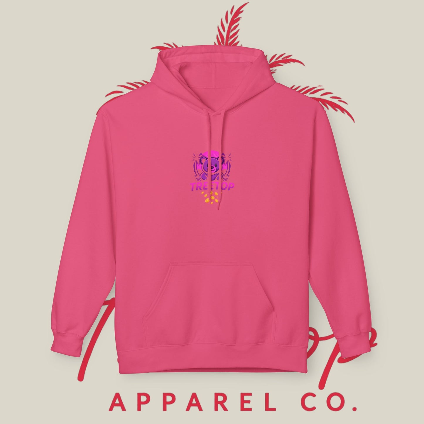 Fleece Hoodie TreeTop Fit Pink Logo Sweatshirt
