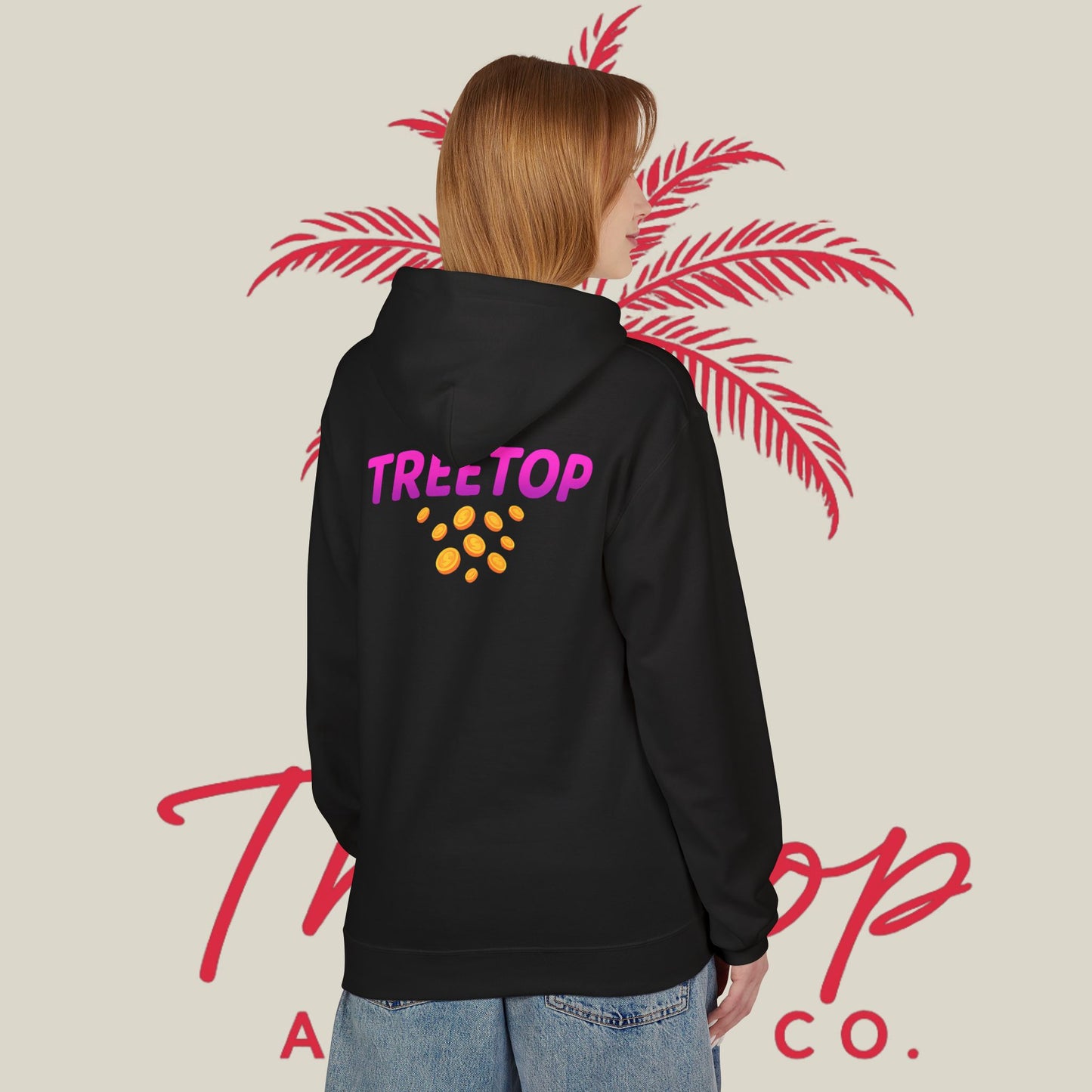 Fleece Hoodie TreeTop Fit Pink Logo Sweatshirt