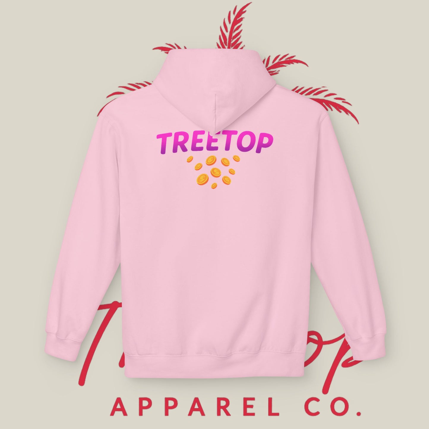Fleece Hoodie TreeTop Fit Pink Logo Sweatshirt