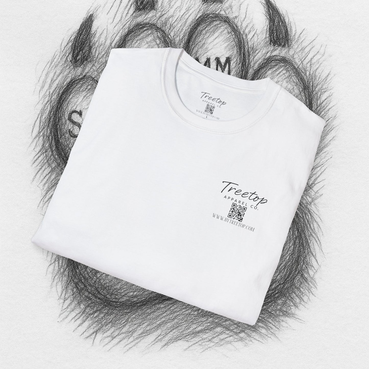 T-Shirt — Treetop Apparel Co. Logo Tee with QR Code (Front Chest & Back)
