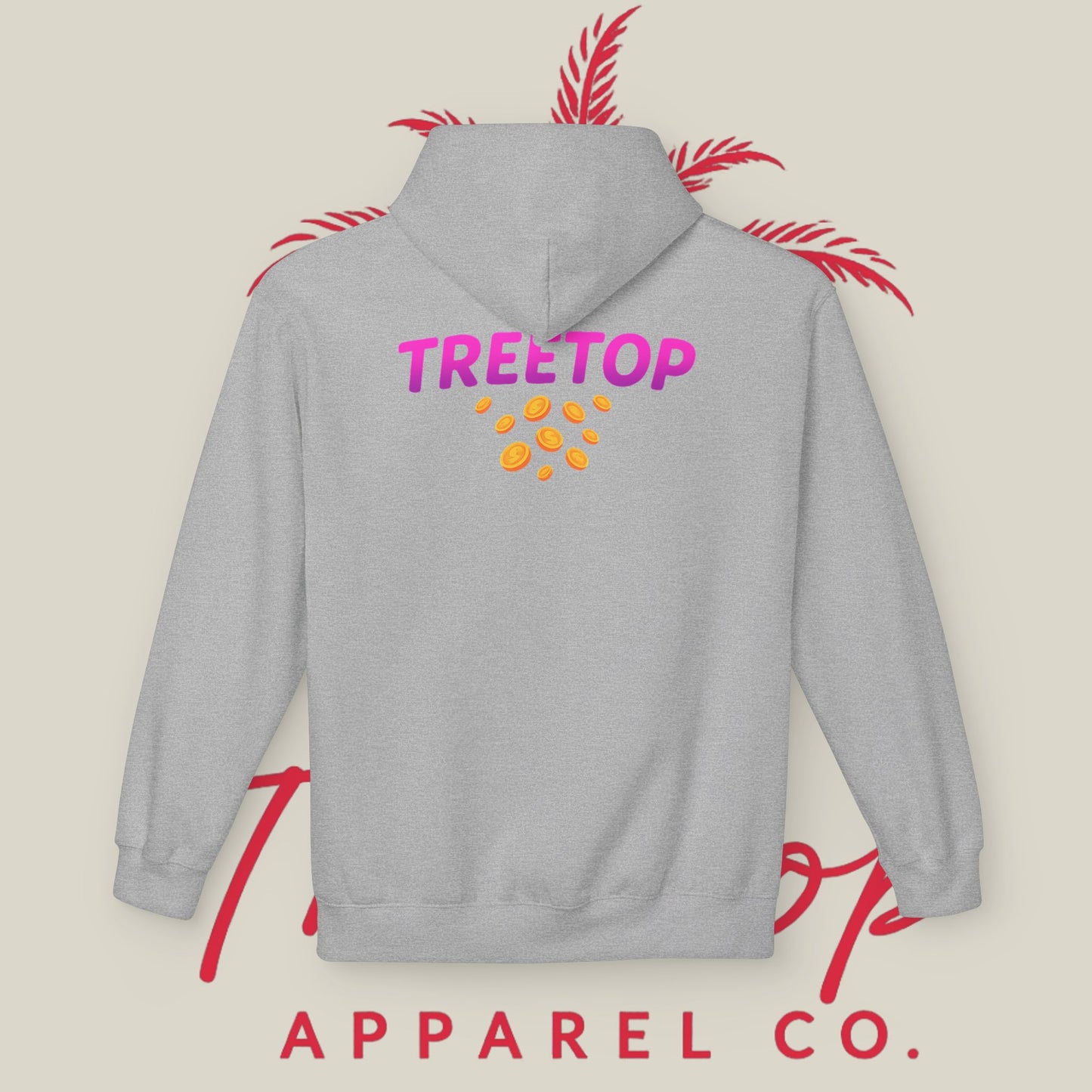 Fleece Hoodie TreeTop Fit Pink Logo Sweatshirt
