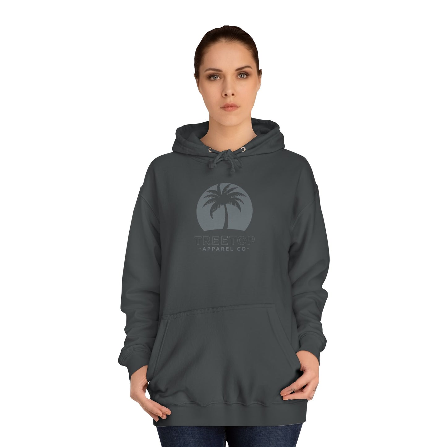 Chic Unisex College Hoodie with Palm Tree & "On Mamas" Design
