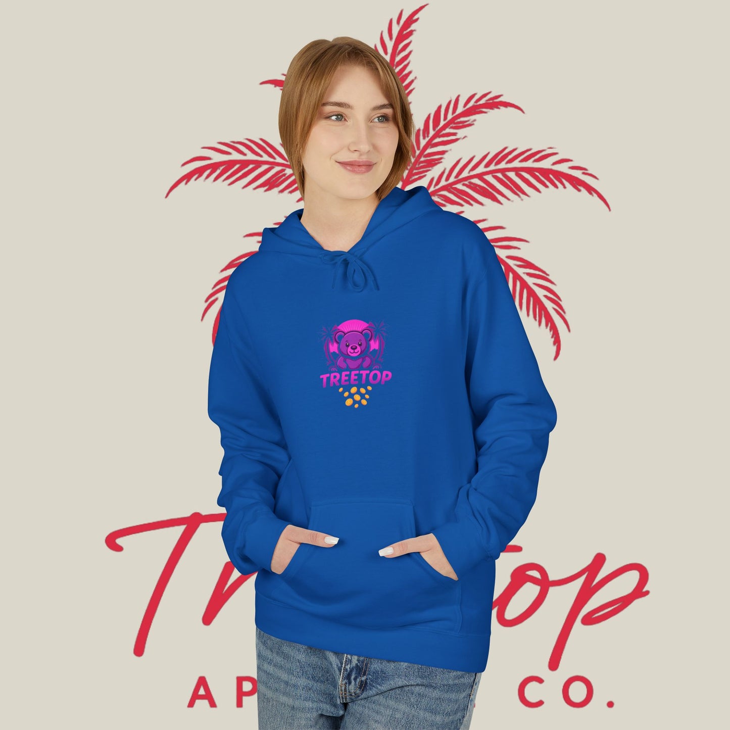 Fleece Hoodie TreeTop Fit Pink Logo Sweatshirt
