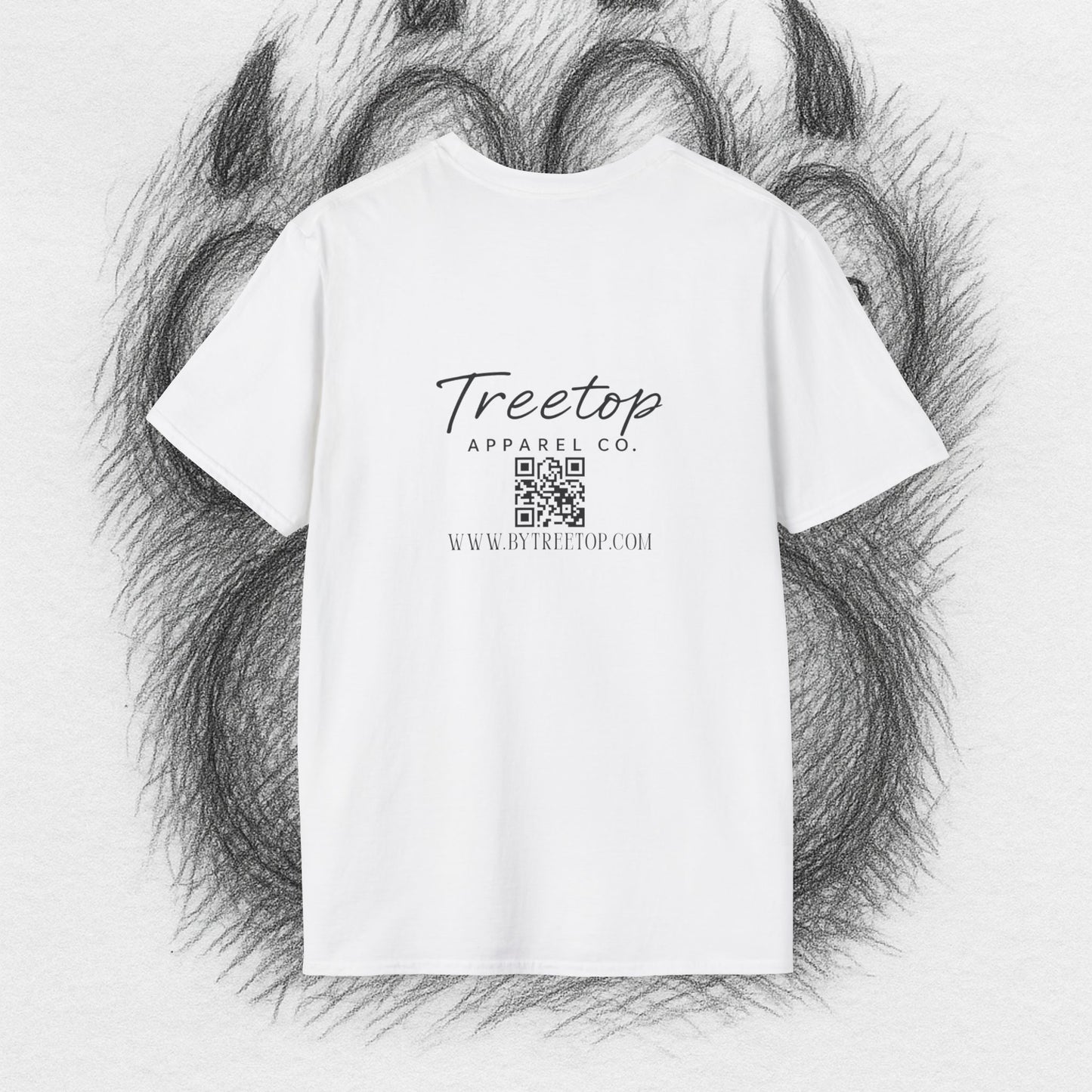 T-Shirt — Treetop Apparel Co. Logo Tee with QR Code (Front Chest & Back)