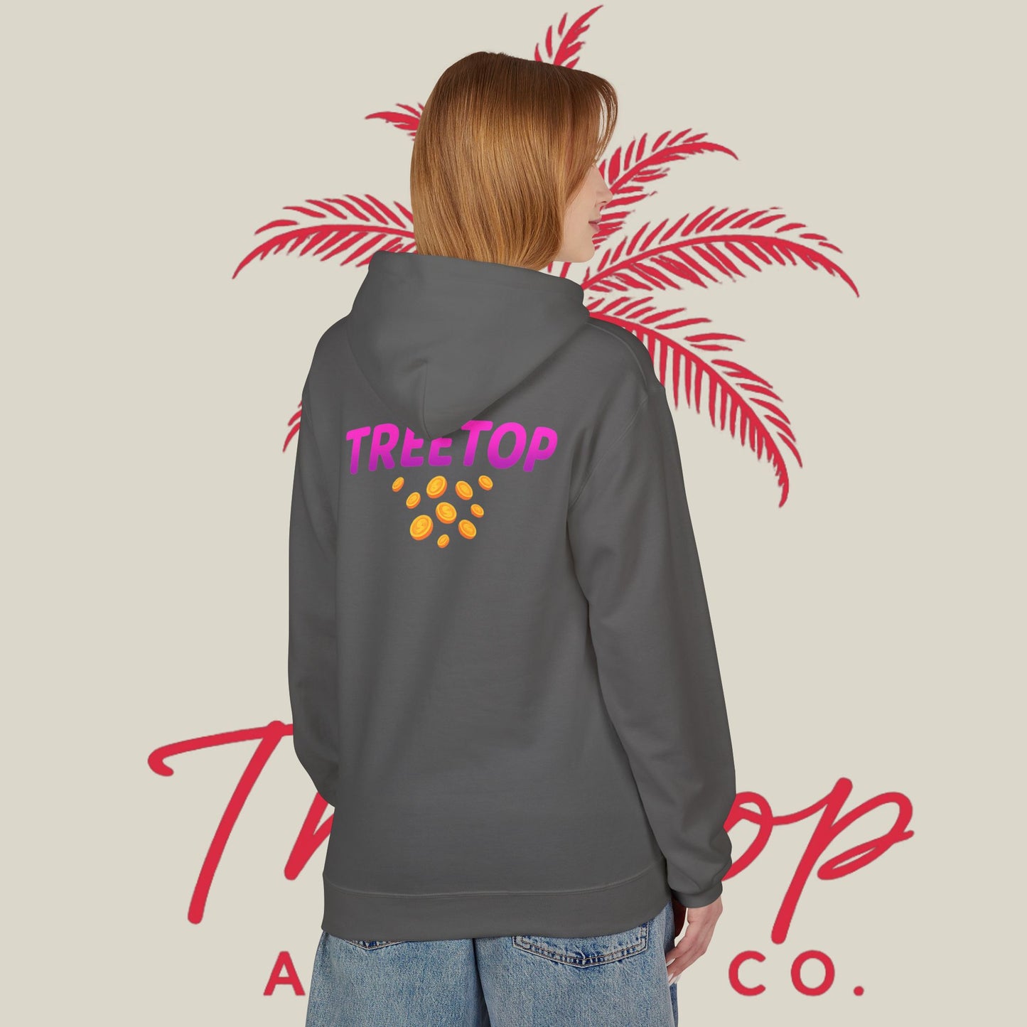 Fleece Hoodie TreeTop Fit Pink Logo Sweatshirt