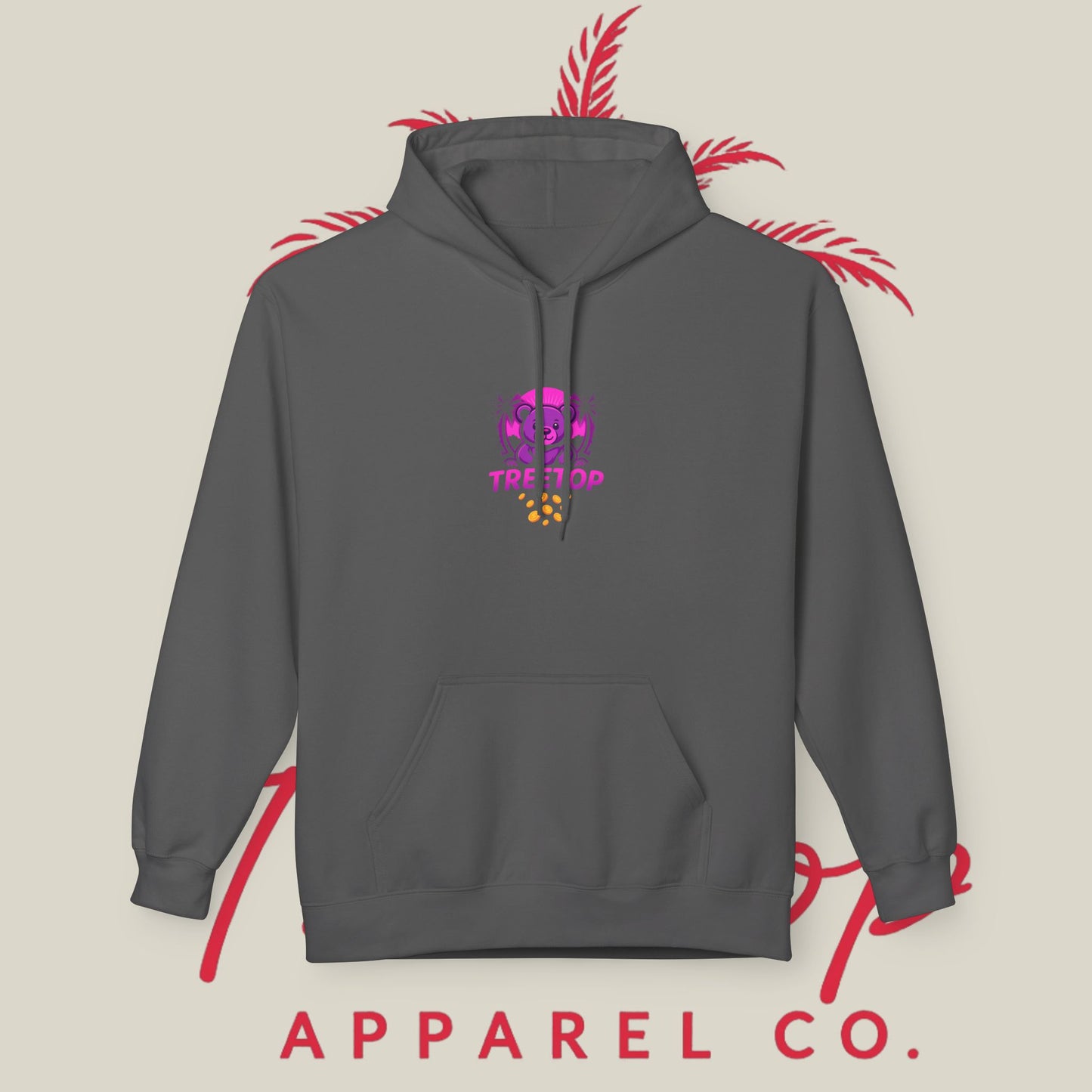 Fleece Hoodie TreeTop Fit Pink Logo Sweatshirt