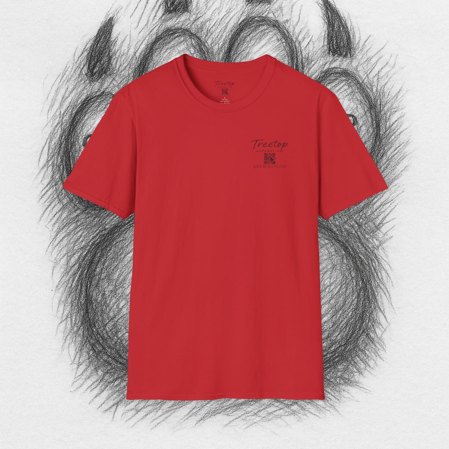 T-Shirt — Treetop Apparel Co. Logo Tee with QR Code (Front Chest & Back)