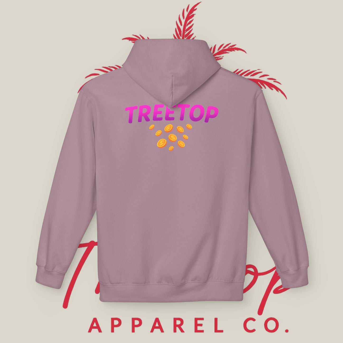 Fleece Hoodie TreeTop Fit Pink Logo Sweatshirt