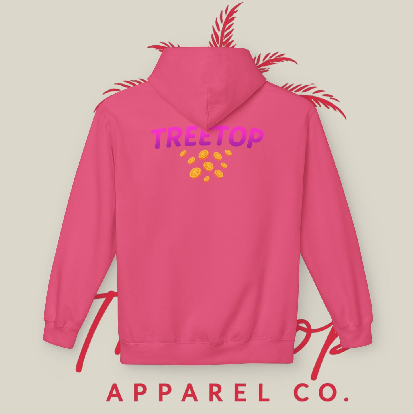 Fleece Hoodie TreeTop Fit Pink Logo Sweatshirt