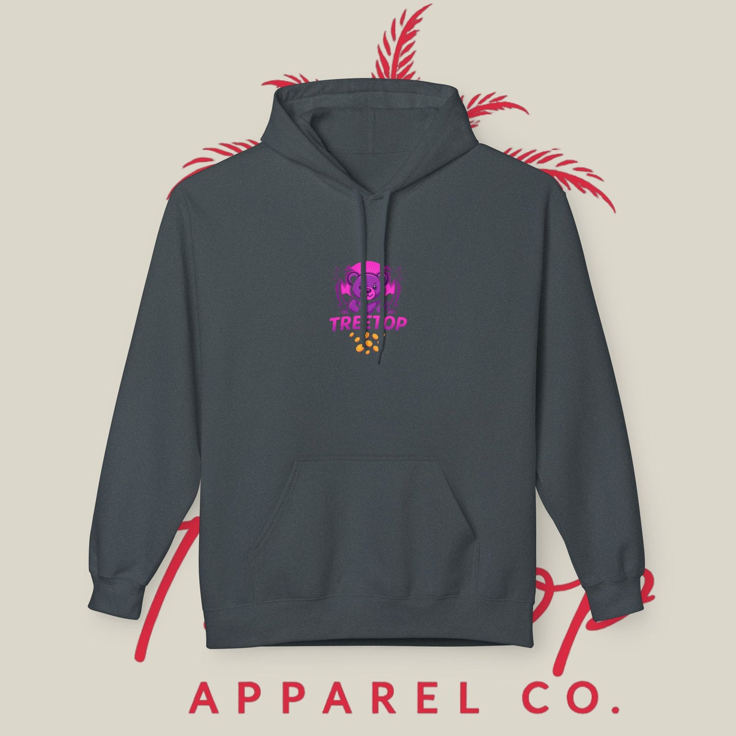 Fleece Hoodie TreeTop Fit Pink Logo Sweatshirt