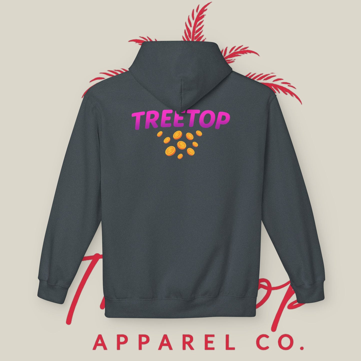 Fleece Hoodie TreeTop Fit Pink Logo Sweatshirt