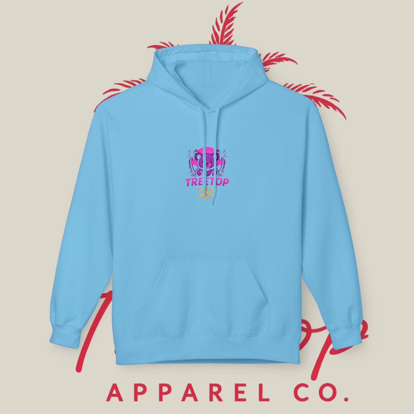 Fleece Hoodie TreeTop Fit Pink Logo Sweatshirt