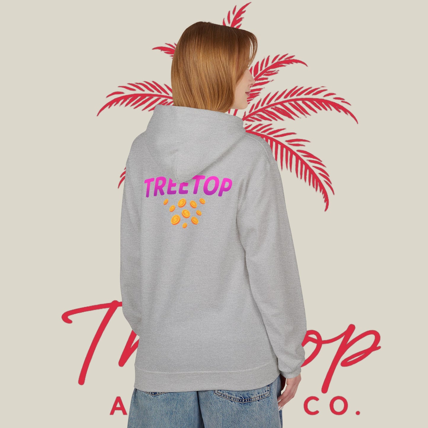 Fleece Hoodie TreeTop Fit Pink Logo Sweatshirt