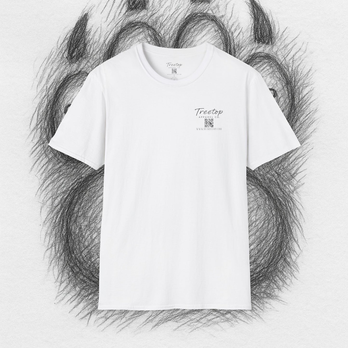 T-Shirt — Treetop Apparel Co. Logo Tee with QR Code (Front Chest & Back)