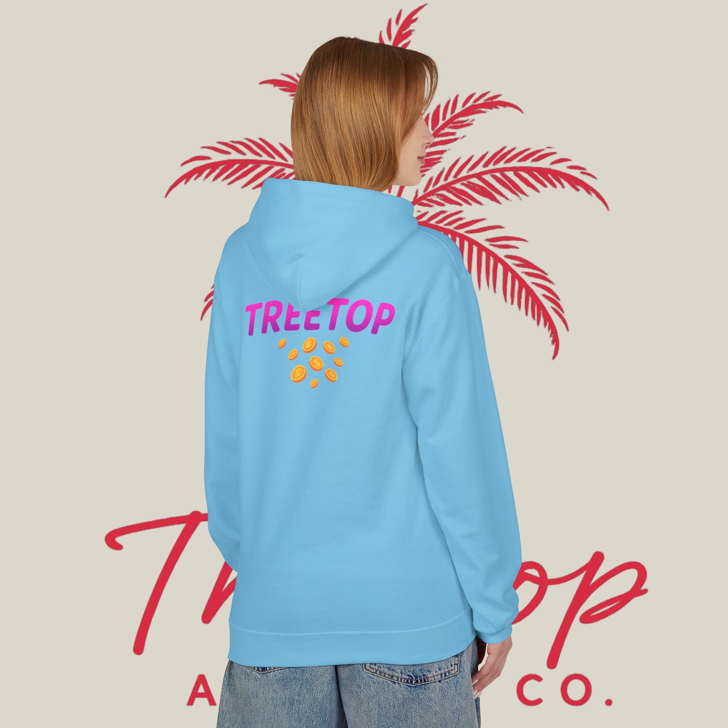 Fleece Hoodie TreeTop Fit Pink Logo Sweatshirt