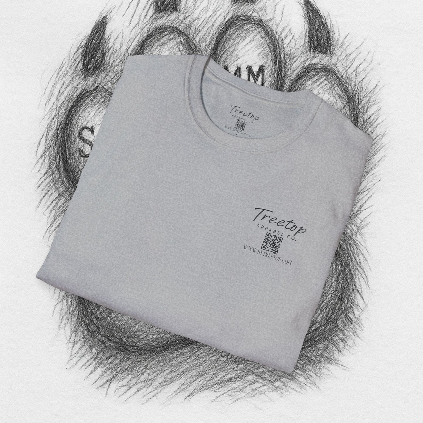 T-Shirt — Treetop Apparel Co. Logo Tee with QR Code (Front Chest & Back)