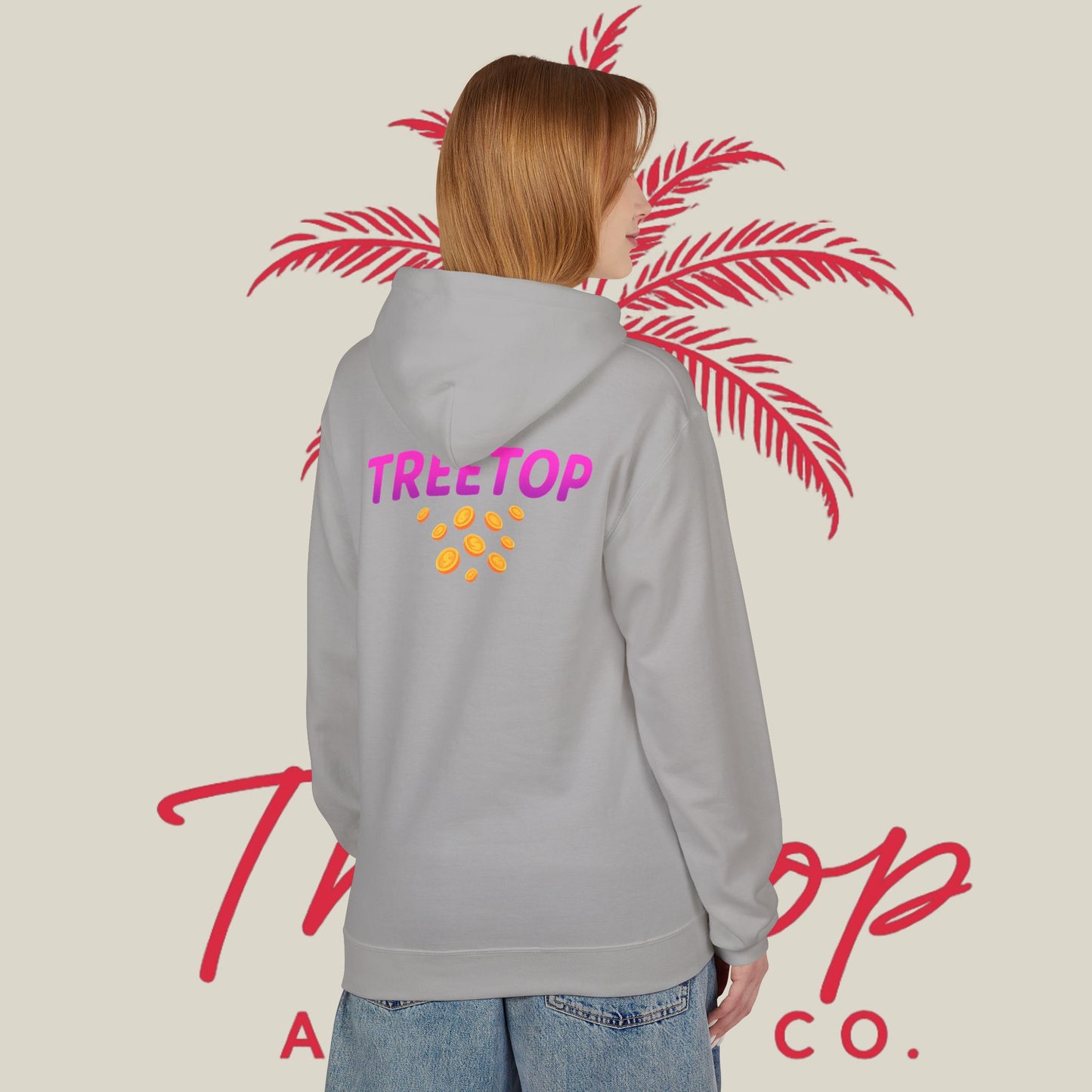 Fleece Hoodie TreeTop Fit Pink Logo Sweatshirt
