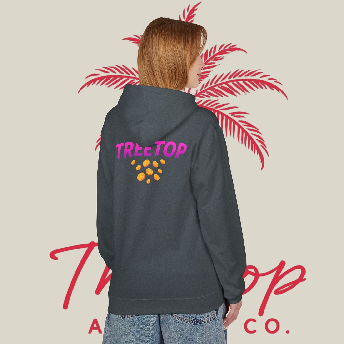 Fleece Hoodie TreeTop Fit Pink Logo Sweatshirt
