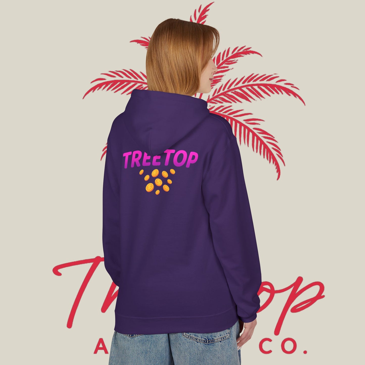 Fleece Hoodie TreeTop Fit Pink Logo Sweatshirt