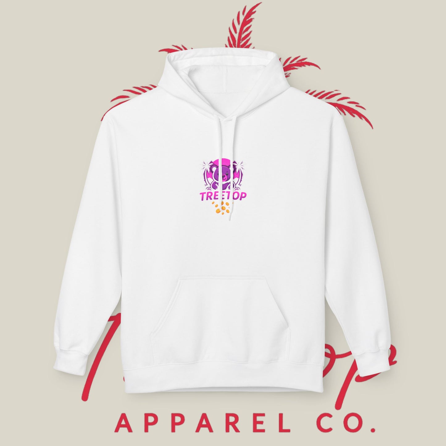 Fleece Hoodie TreeTop Fit Pink Logo Sweatshirt