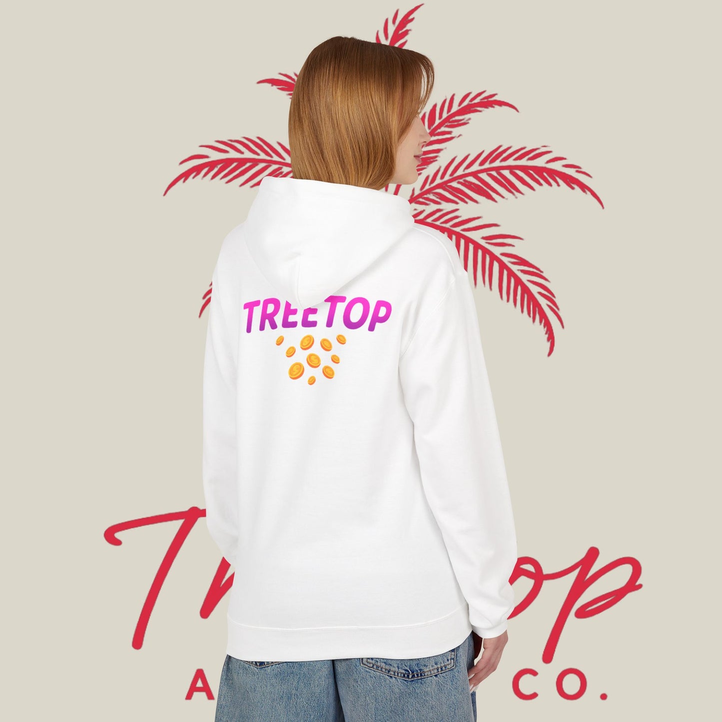 Fleece Hoodie TreeTop Fit Pink Logo Sweatshirt