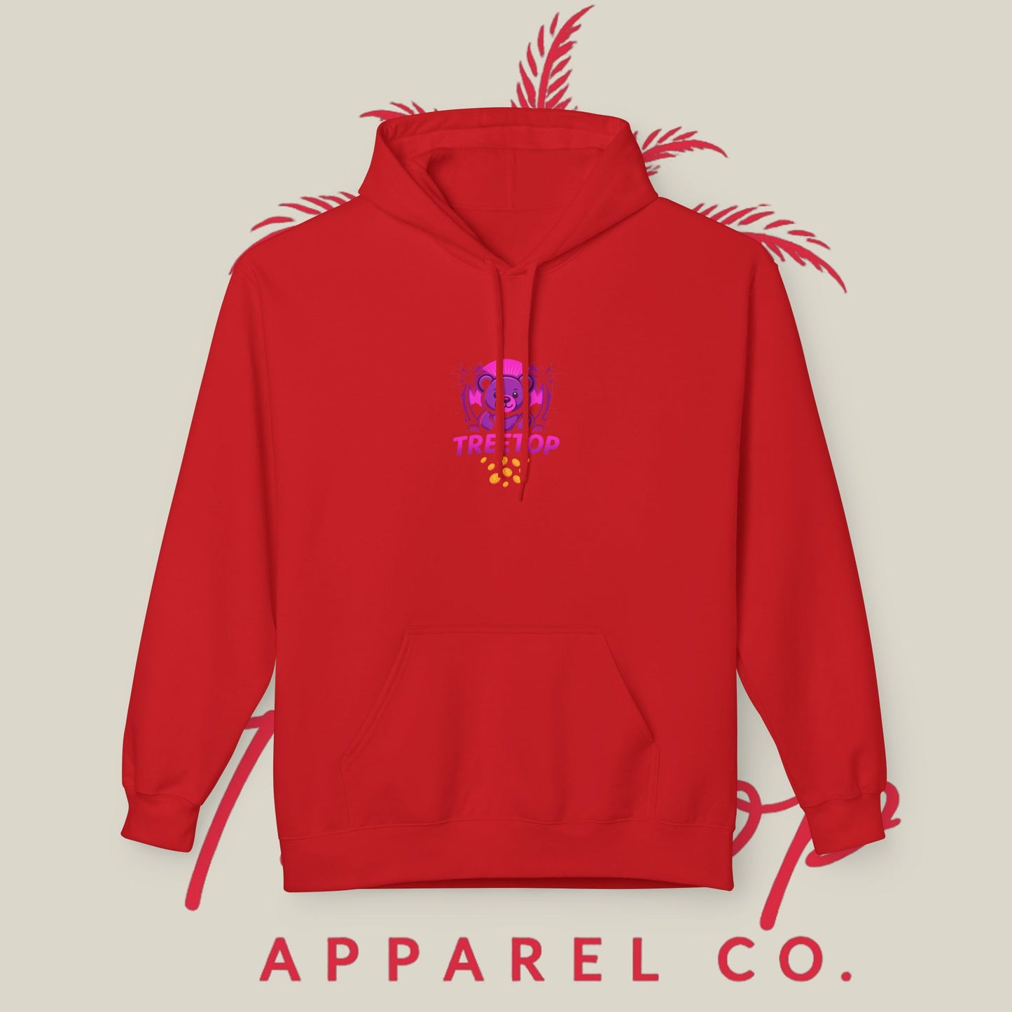 Fleece Hoodie TreeTop Fit Pink Logo Sweatshirt
