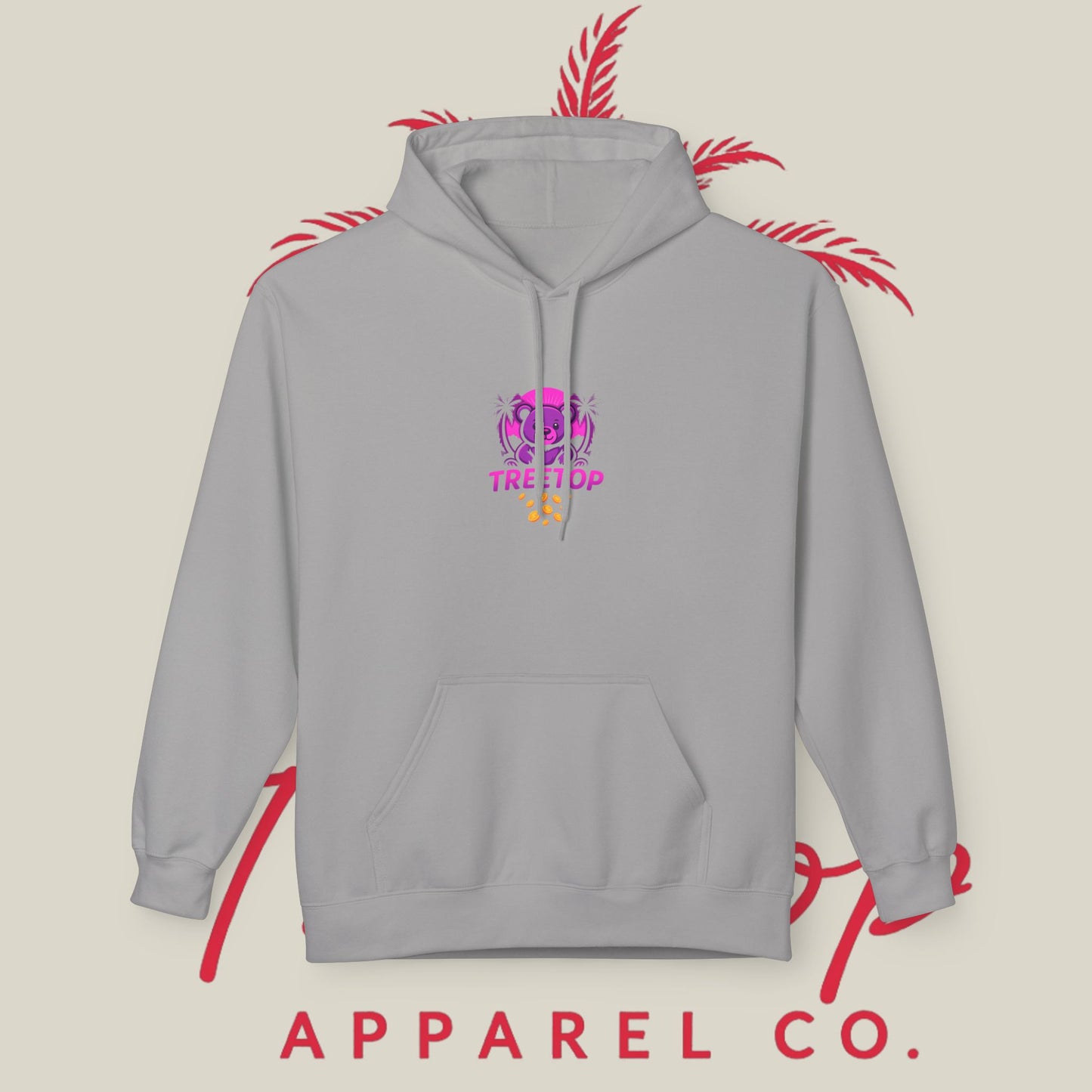 Fleece Hoodie TreeTop Fit Pink Logo Sweatshirt