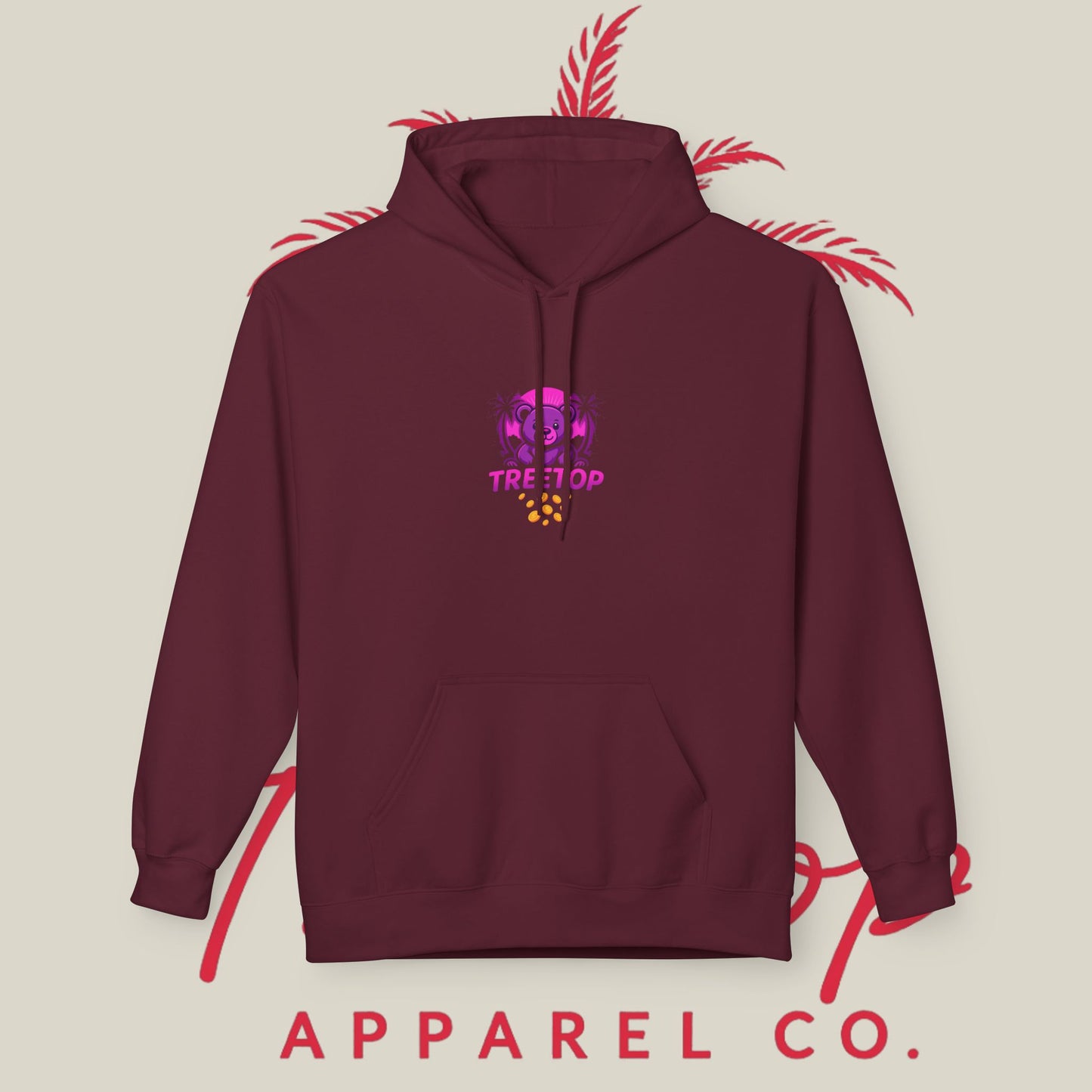 Fleece Hoodie TreeTop Fit Pink Logo Sweatshirt