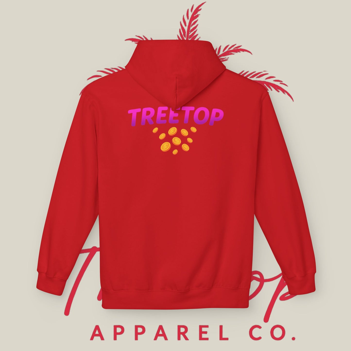 Fleece Hoodie TreeTop Fit Pink Logo Sweatshirt