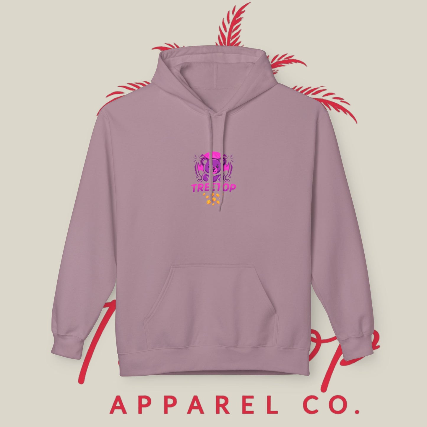 Fleece Hoodie TreeTop Fit Pink Logo Sweatshirt