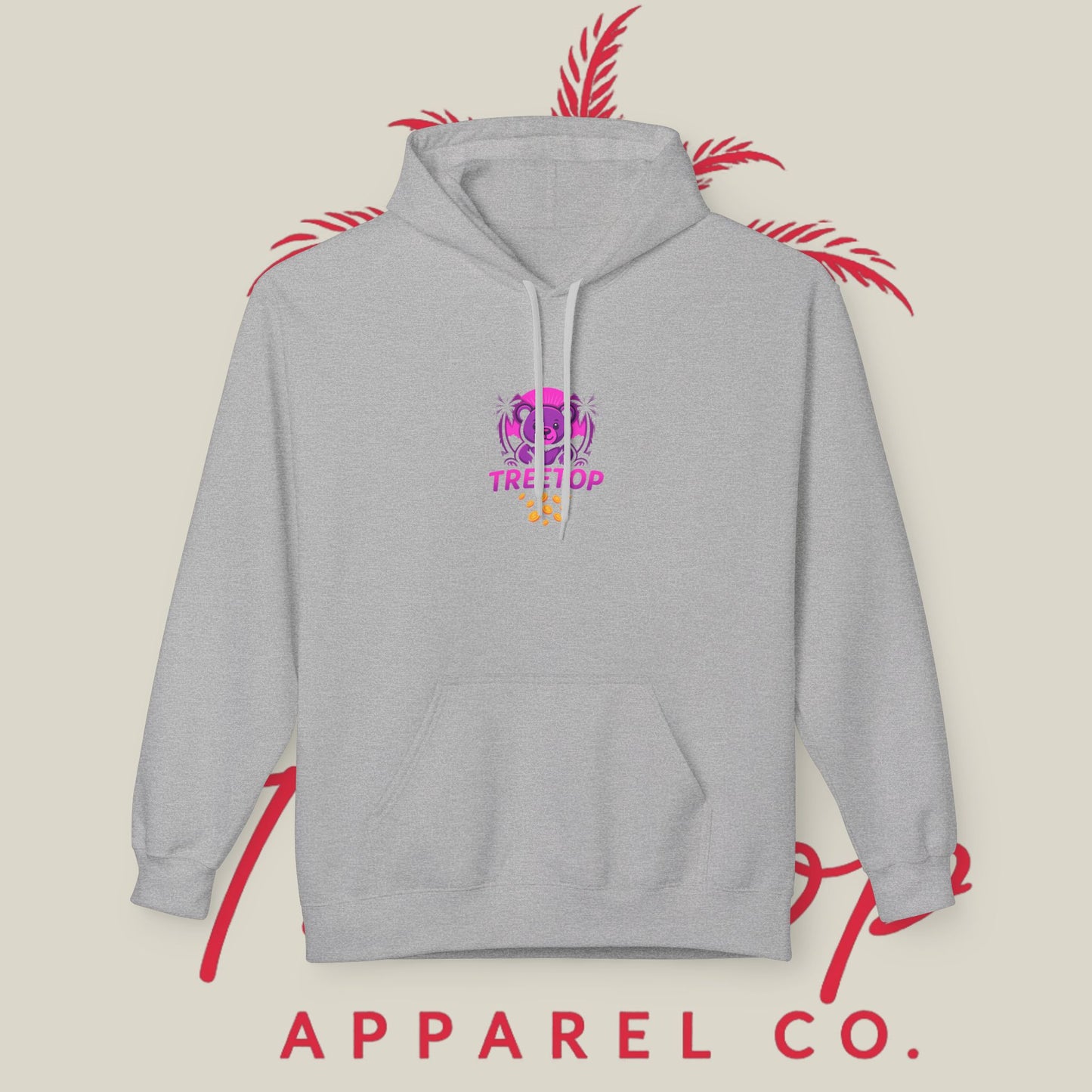Fleece Hoodie TreeTop Fit Pink Logo Sweatshirt