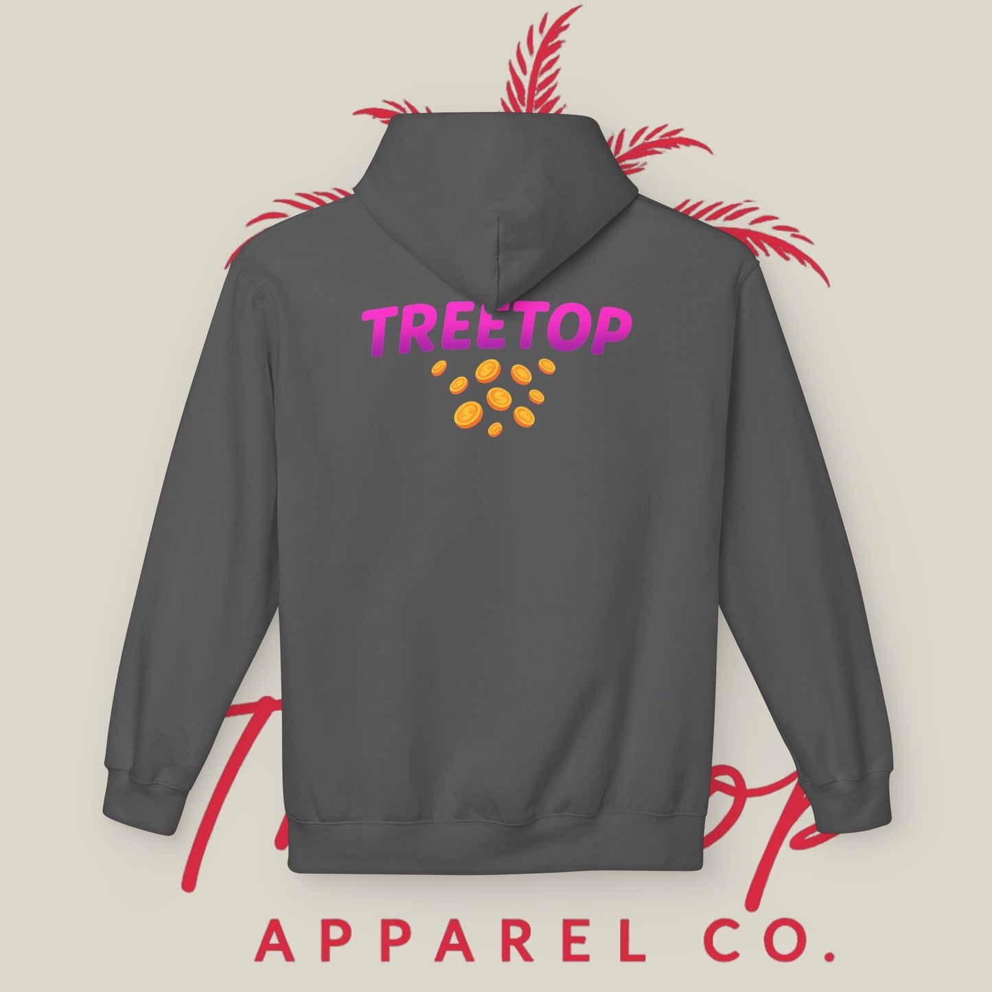 Fleece Hoodie TreeTop Fit Pink Logo Sweatshirt