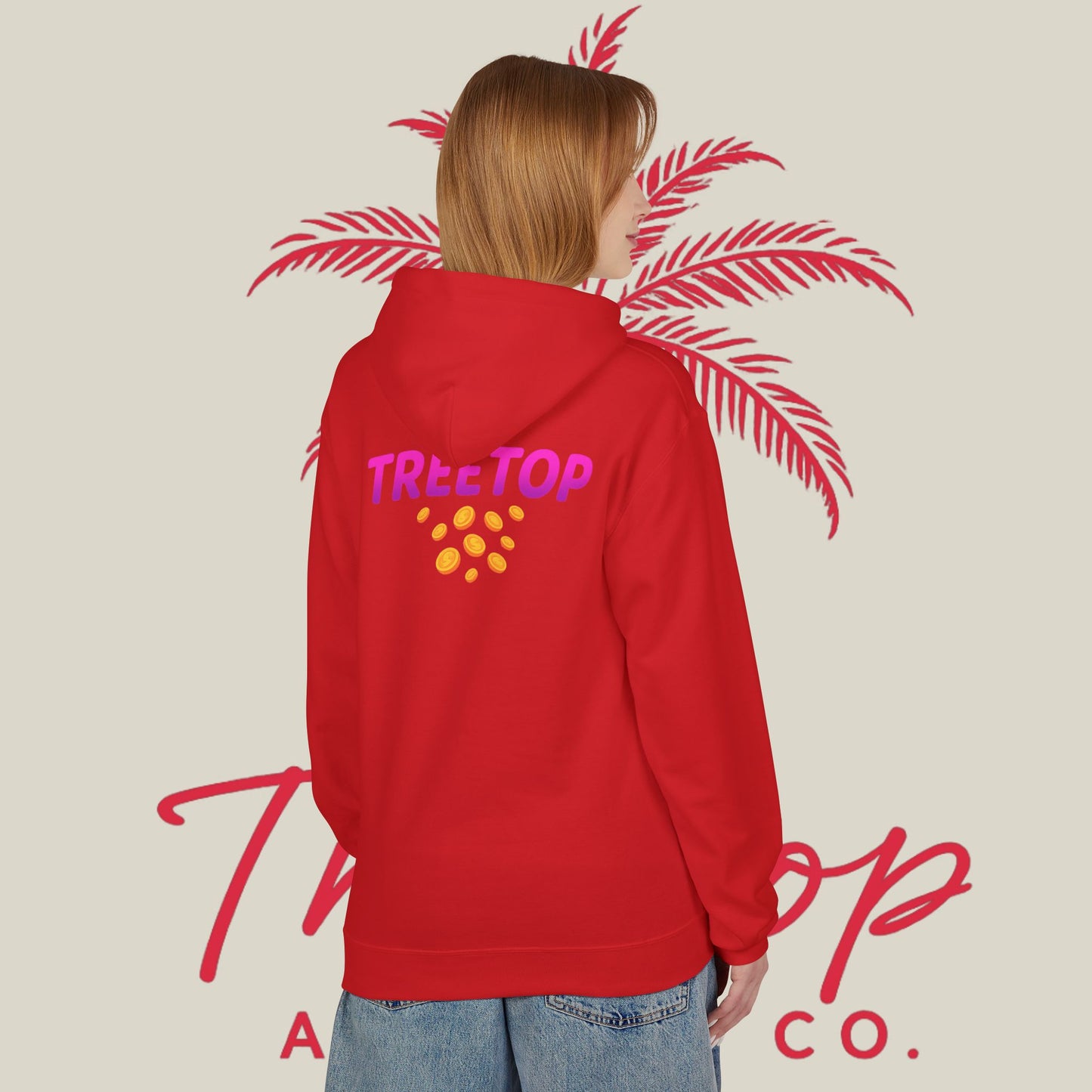 Fleece Hoodie TreeTop Fit Pink Logo Sweatshirt