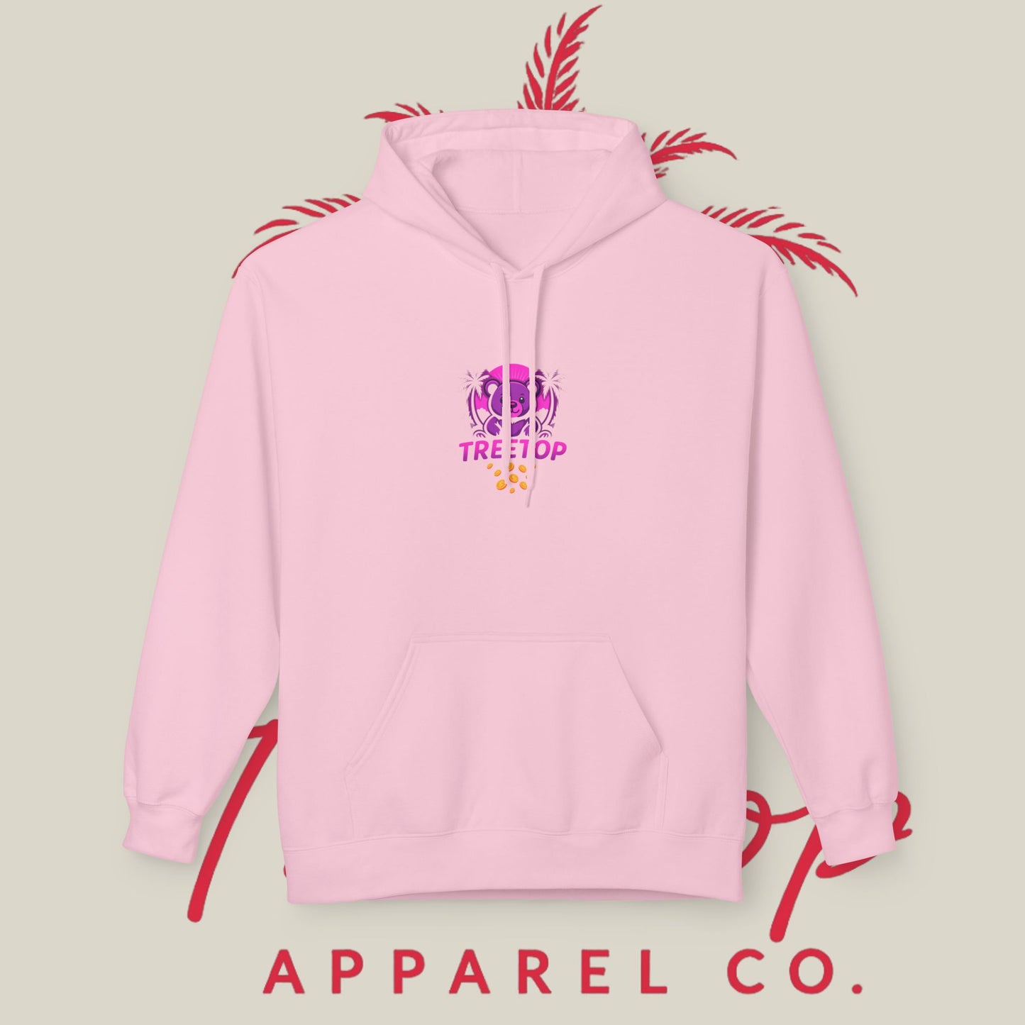 Fleece Hoodie TreeTop Fit Pink Logo Sweatshirt