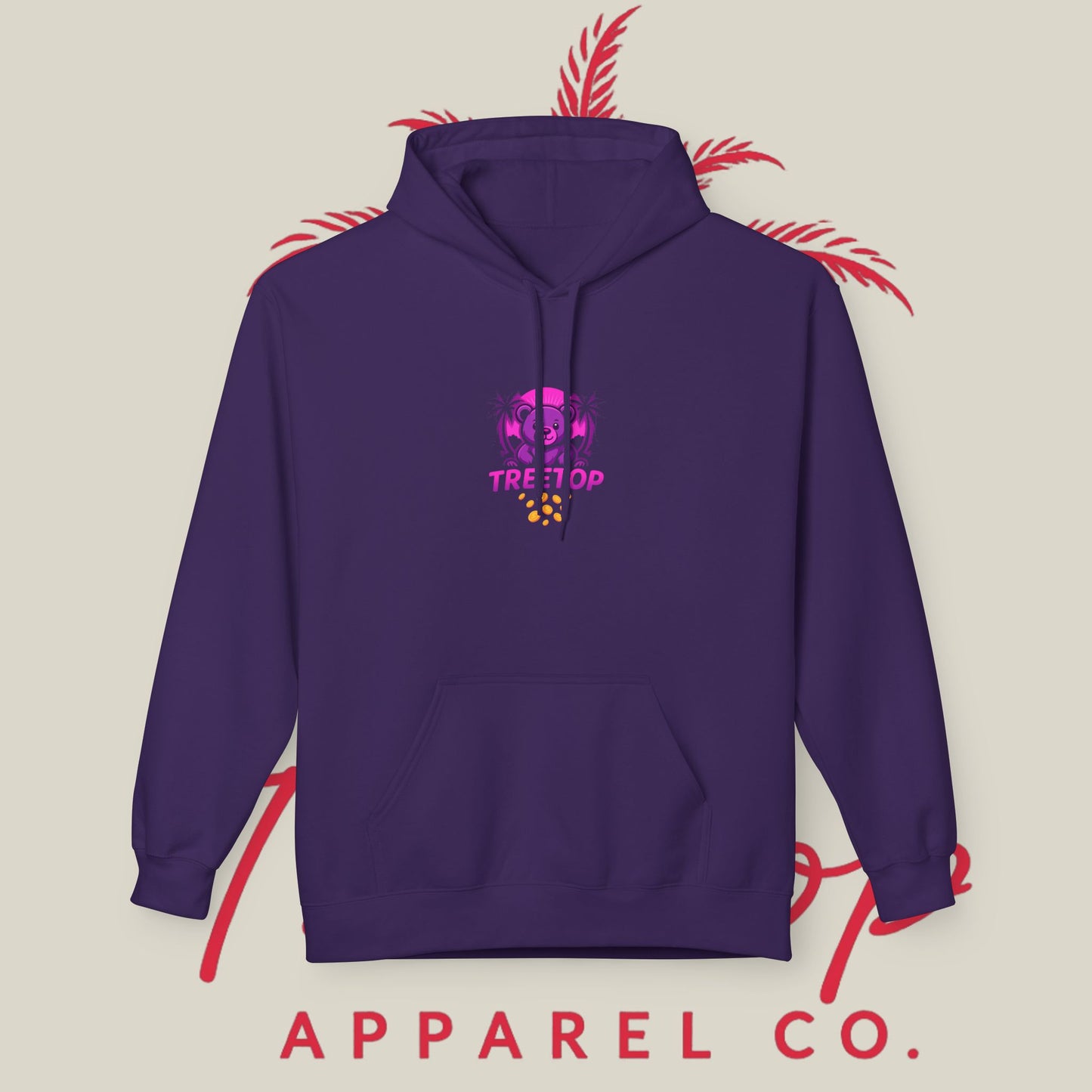 Fleece Hoodie TreeTop Fit Pink Logo Sweatshirt