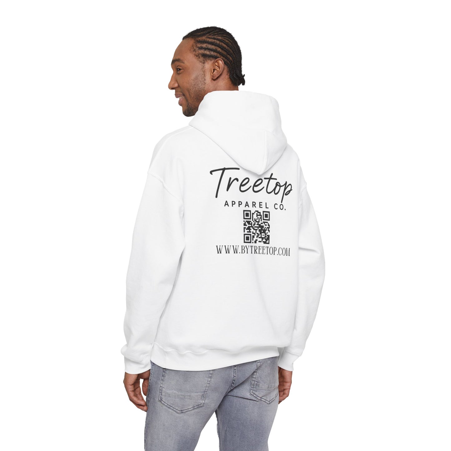 Treetop Apparel Co. Modern Hoodie — Logo with QR Back