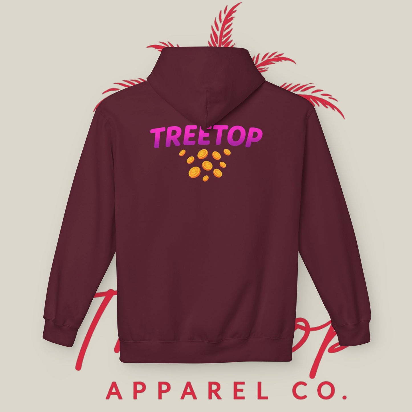 Fleece Hoodie TreeTop Fit Pink Logo Sweatshirt