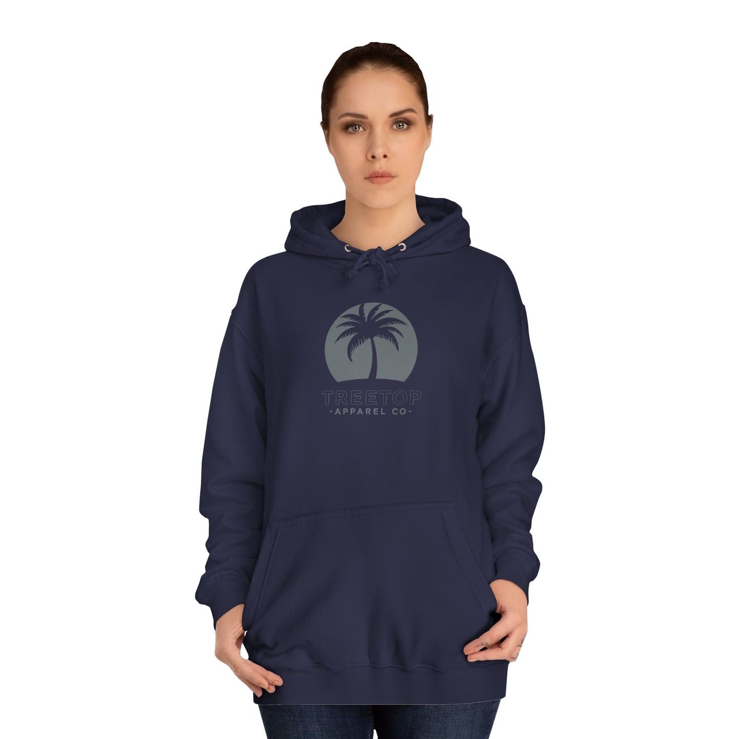 Chic Unisex College Hoodie with Palm Tree & "On Mamas" Design
