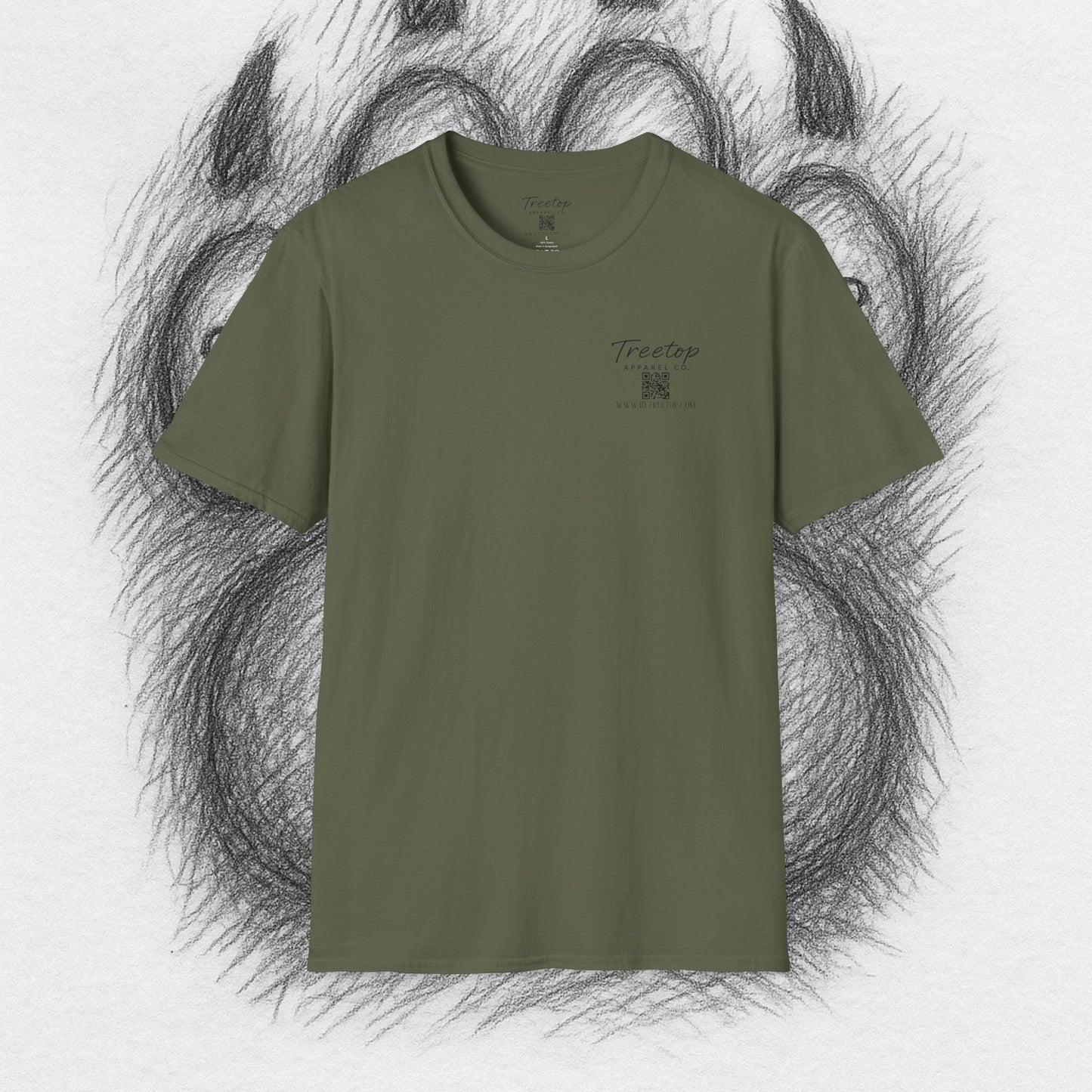 T-Shirt — Treetop Apparel Co. Logo Tee with QR Code (Front Chest & Back)