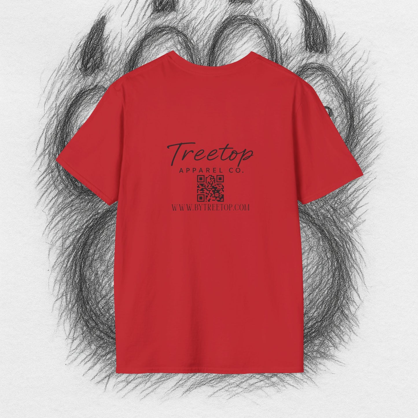 T-Shirt — Treetop Apparel Co. Logo Tee with QR Code (Front Chest & Back)