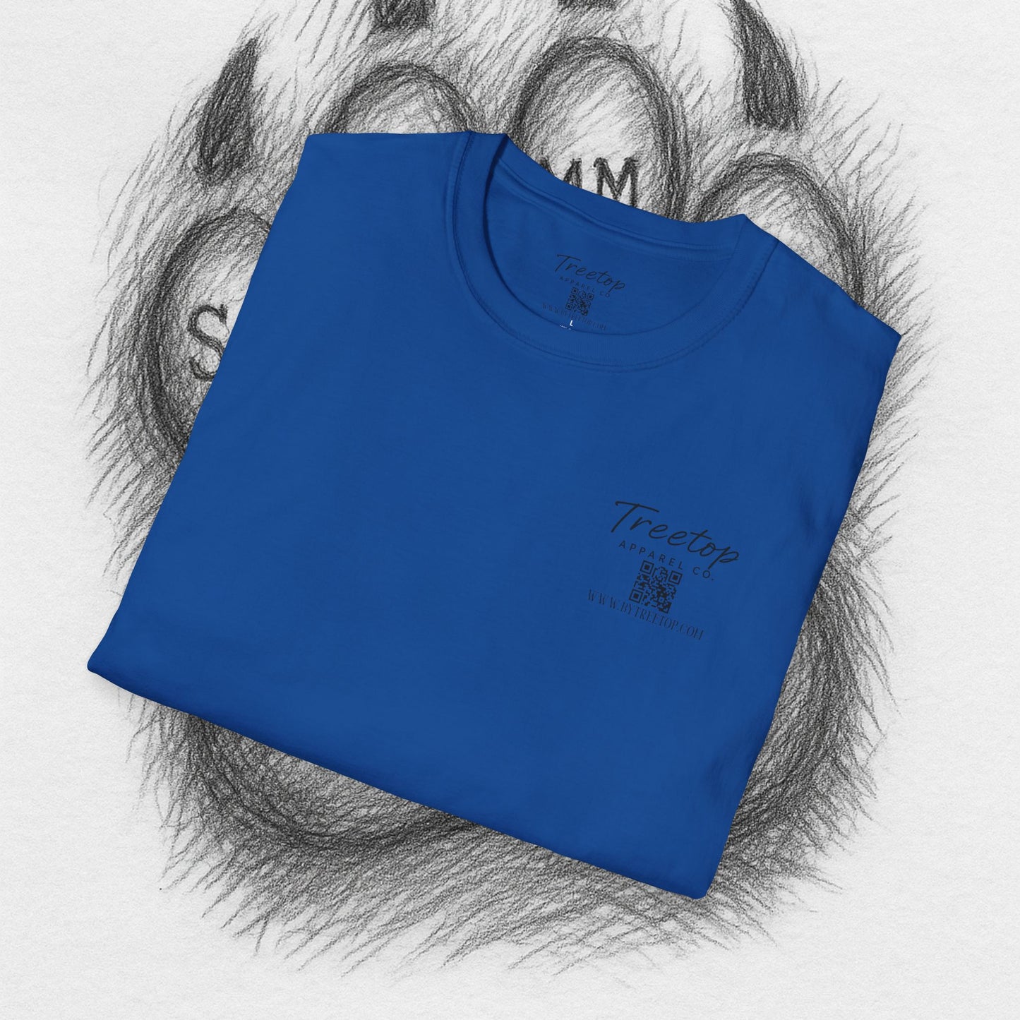 T-Shirt — Treetop Apparel Co. Logo Tee with QR Code (Front Chest & Back)