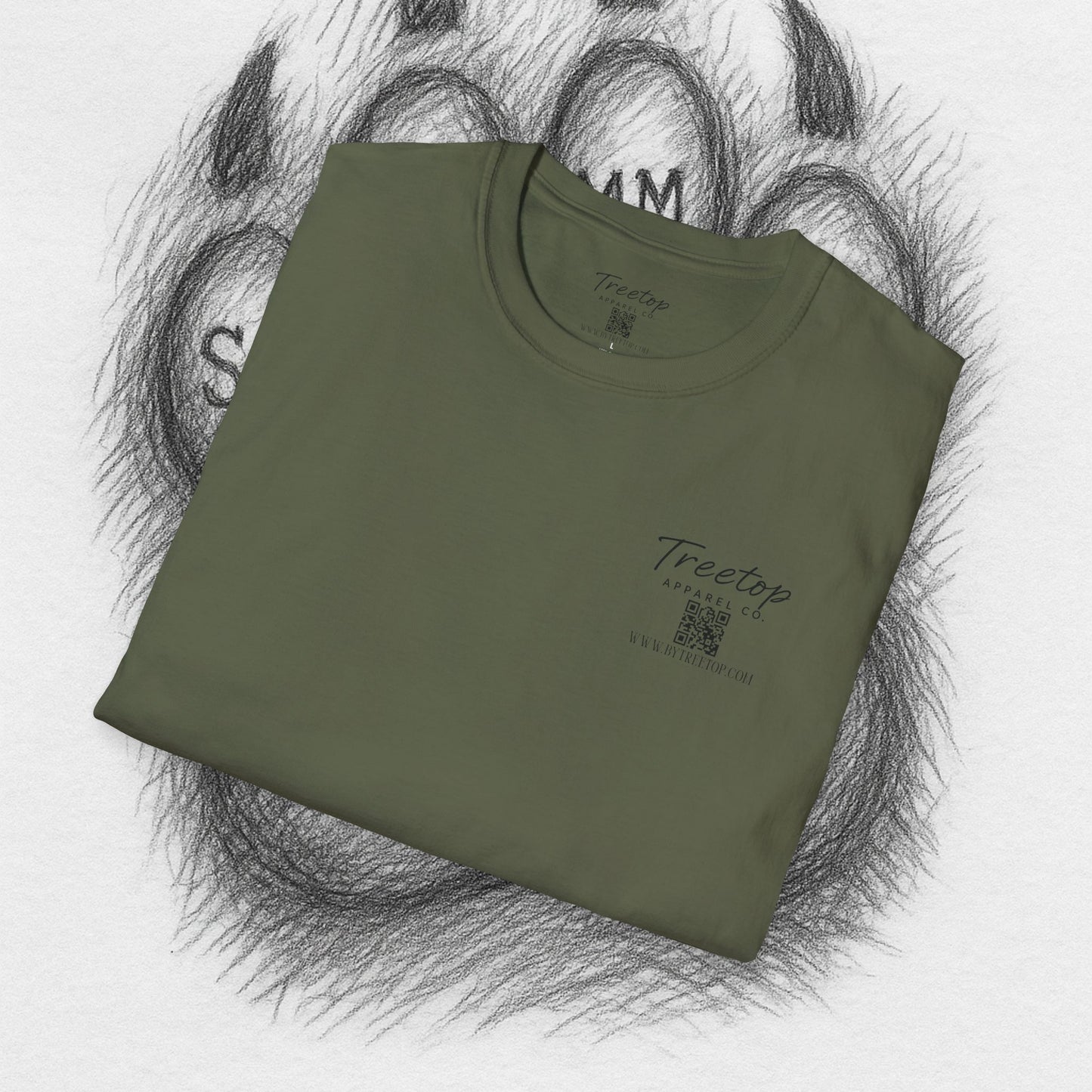 T-Shirt — Treetop Apparel Co. Logo Tee with QR Code (Front Chest & Back)
