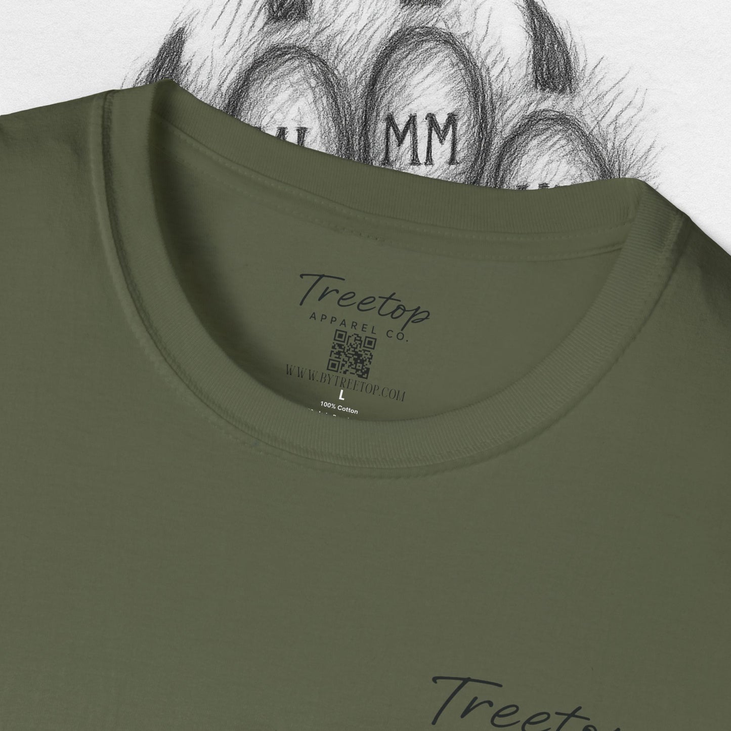 T-Shirt — Treetop Apparel Co. Logo Tee with QR Code (Front Chest & Back)