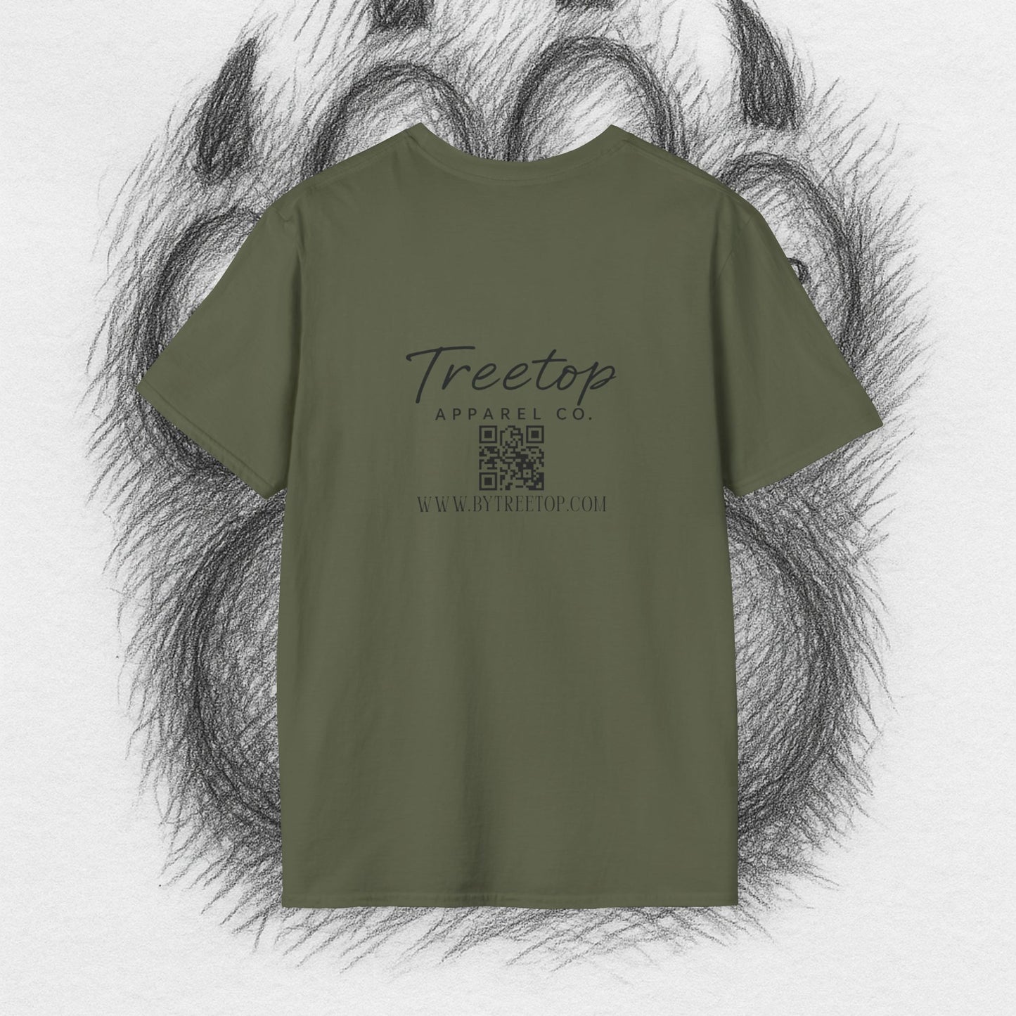 T-Shirt — Treetop Apparel Co. Logo Tee with QR Code (Front Chest & Back)