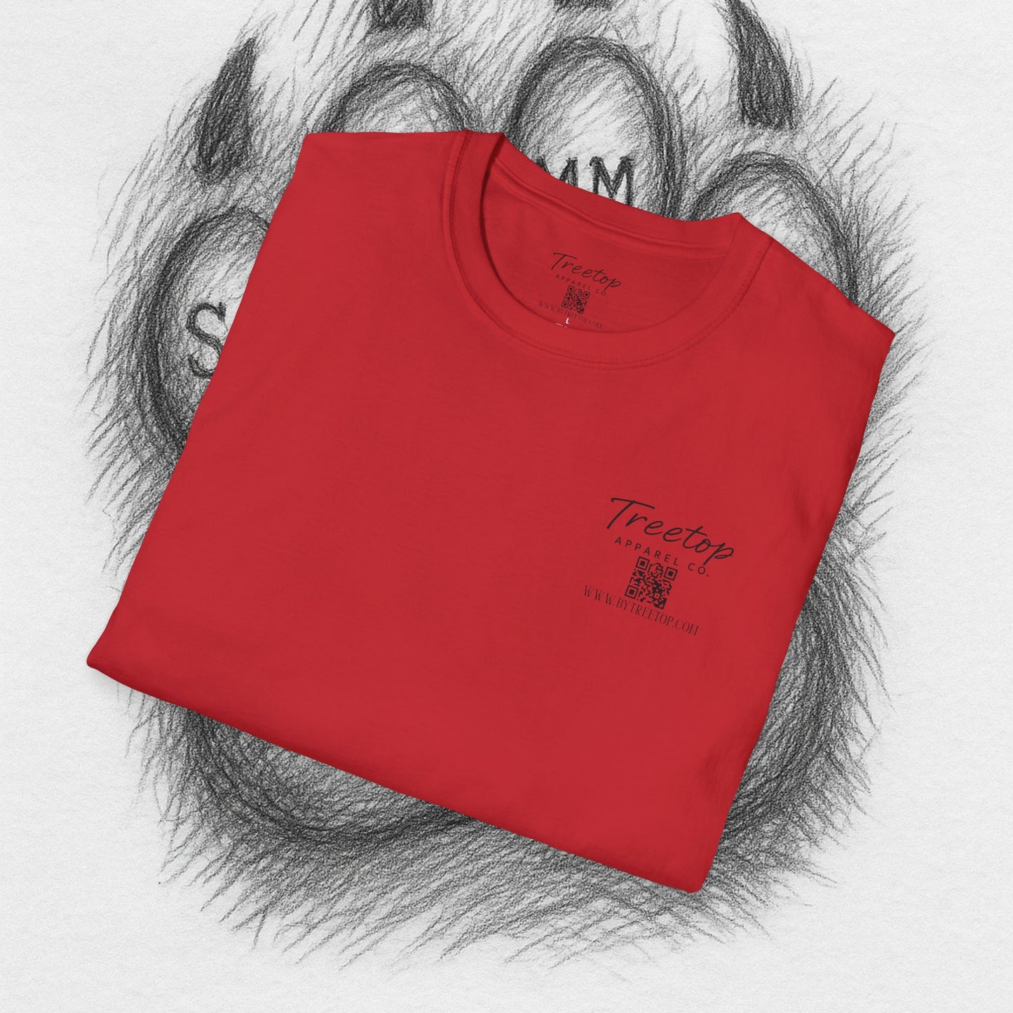 T-Shirt — Treetop Apparel Co. Logo Tee with QR Code (Front Chest & Back)