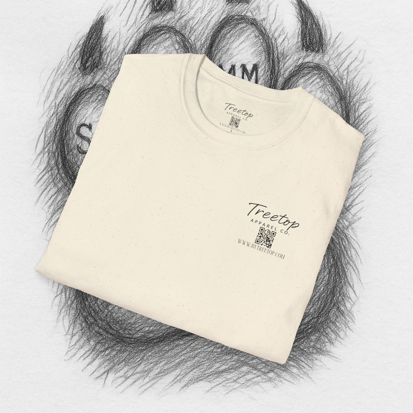 T-Shirt — Treetop Apparel Co. Logo Tee with QR Code (Front Chest & Back)