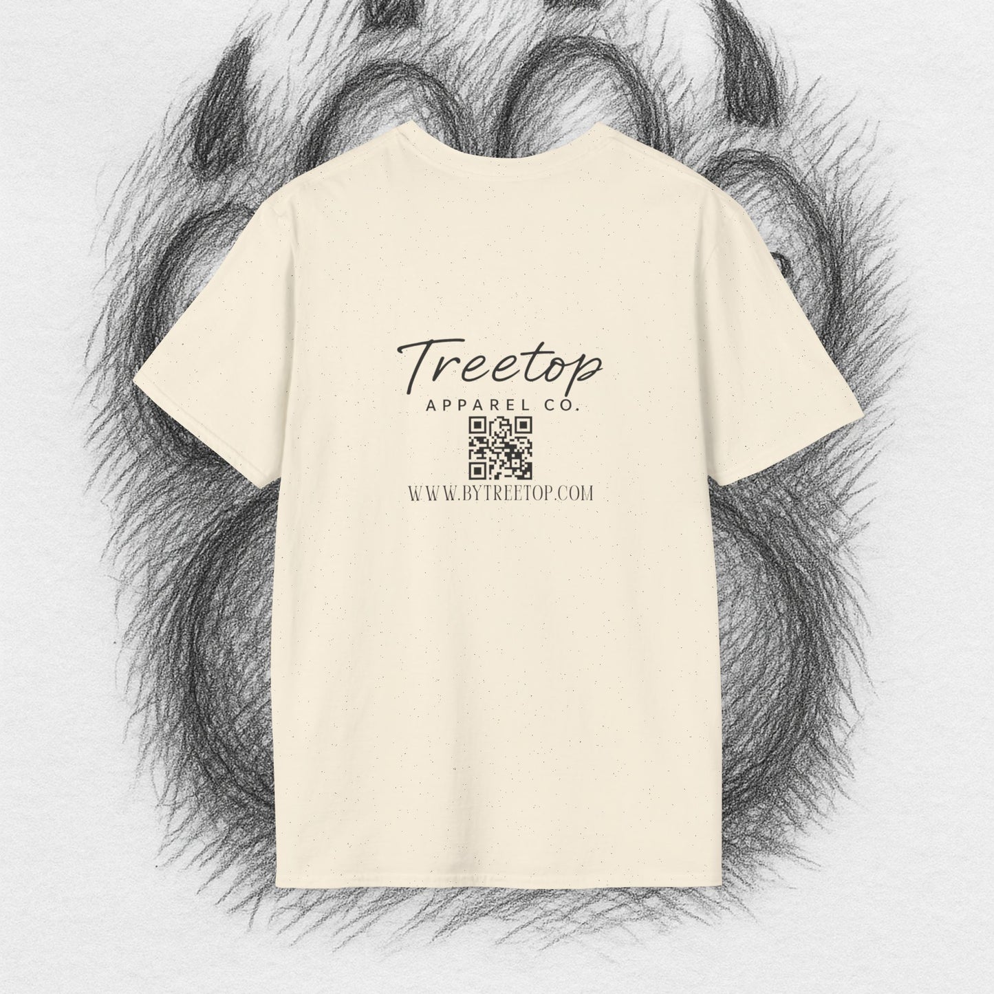 T-Shirt — Treetop Apparel Co. Logo Tee with QR Code (Front Chest & Back)